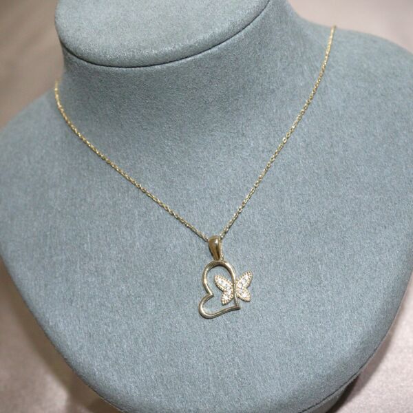 KELEBEKLİ KALP KOLYE