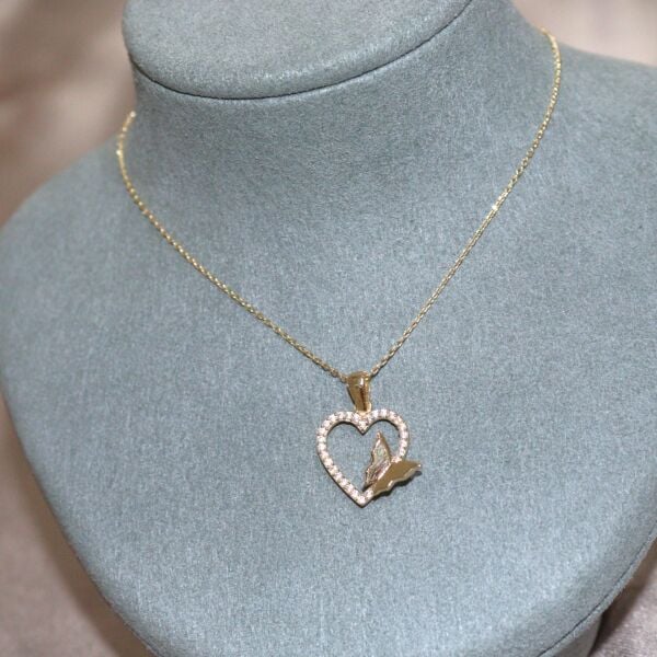 KELEBEKLİ KALP KOLYE